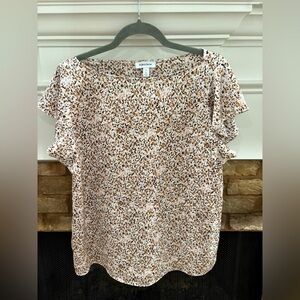 Nordstrom Short Sleeve Animal Print Pullover Blouse Size M